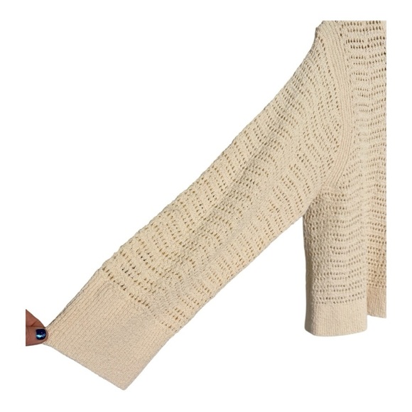 J. Crew Pointelle crewneck sweater in Antique White NEW CB900 Size XL Crop Fit - Picture 9 of 16